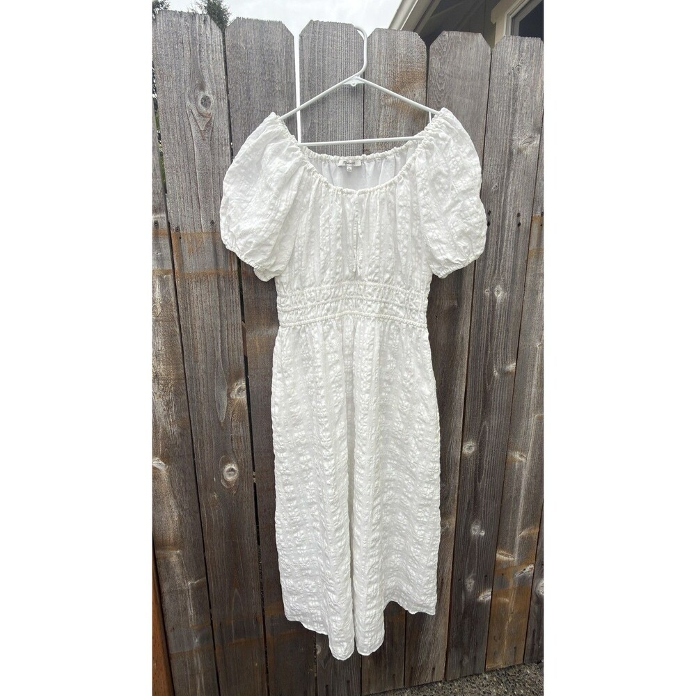 Madewell Tiered Dress White Coquette Milkmaid Maxi Beachy Puff Sleeve Size XL